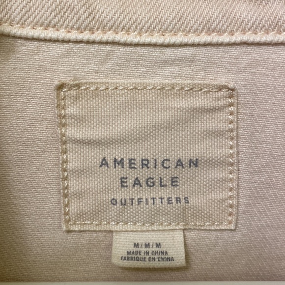 Pastel Light Baby Pink American Eagle Ripped Jean Jacket Size Medium - Picture 4 of 8